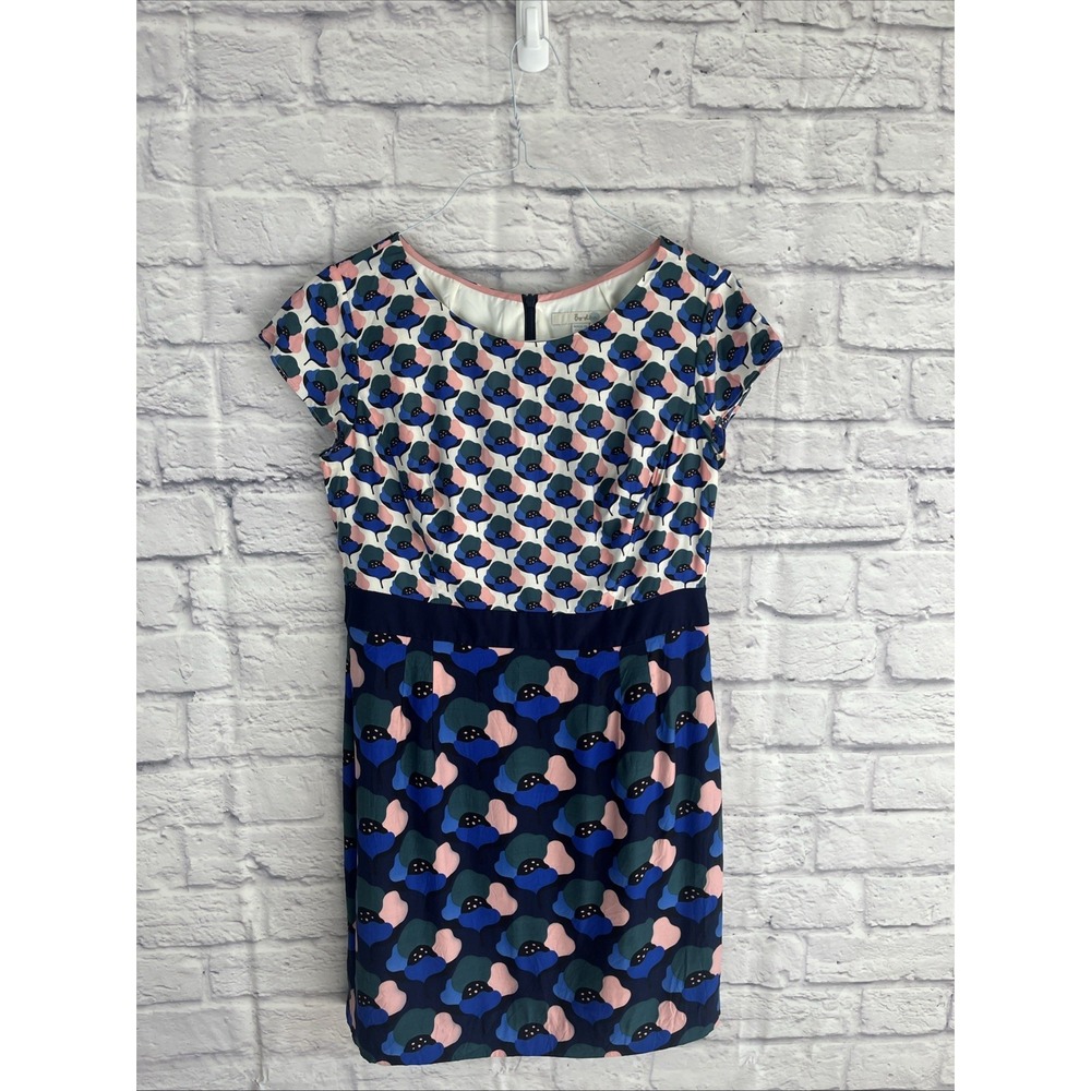 Boden Kensington Colorful Preppy Floral Silk Blend Midi Dress 10 Petite